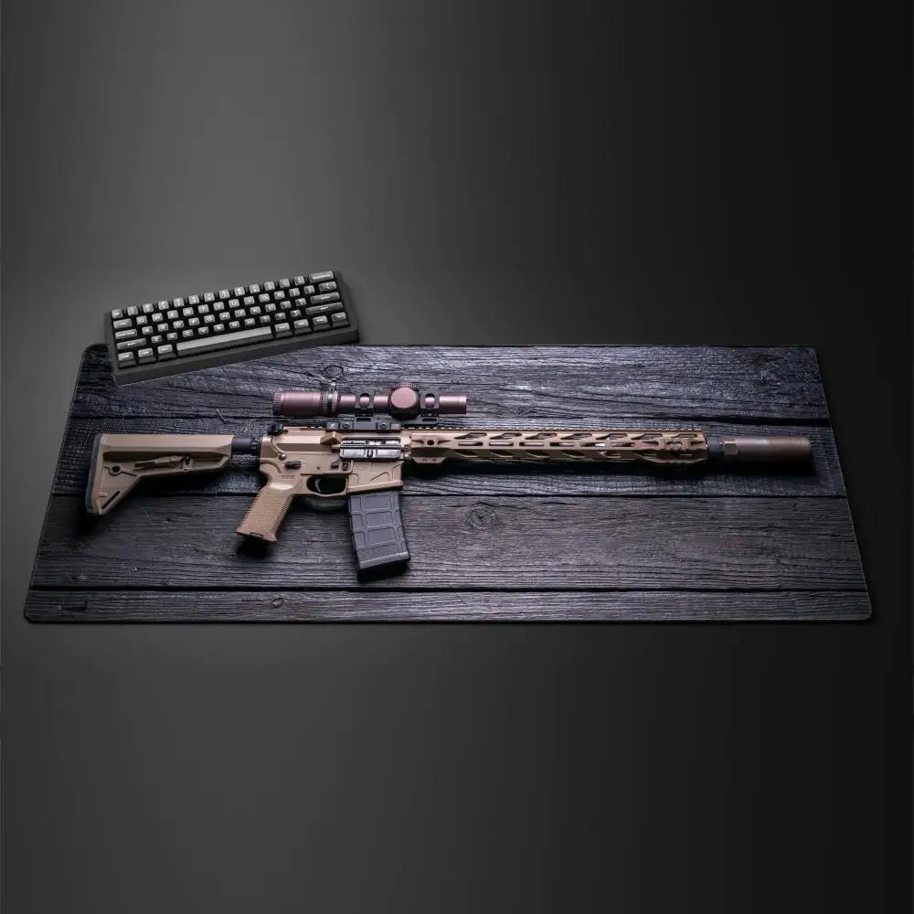 Large Gun Gaming Mouse Pad 900×400 Non-Slip Rubber Stitched Edges Desk Mat 3D Cool Gun Pattern Keyboard Pad Gaming Accessories