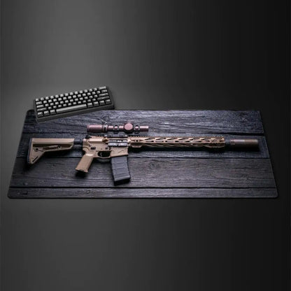 Large Gun Gaming Mouse Pad 900×400 Non-Slip Rubber Stitched Edges Desk Mat 3D Cool Gun Pattern Keyboard Pad Gaming Accessories