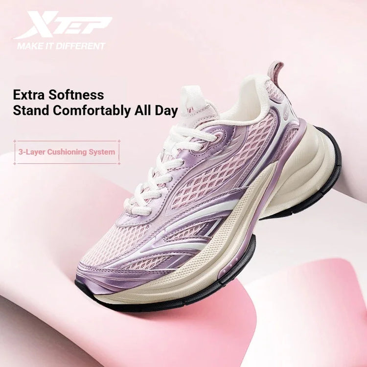Xtep Basque 3.0 Trendy Cushioning Stable Soft Flexible Rubber Thick Sole Daily Sports Female Shoes 874218320006