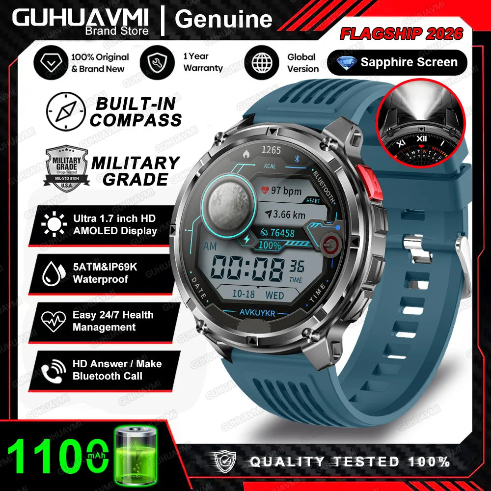 2026 New T-Rex3 Pro 1100mAh Battery Smart Watch GPS path 5ATM Waterproof Sports Run tracker Outdoors Compass Military Smartwatch