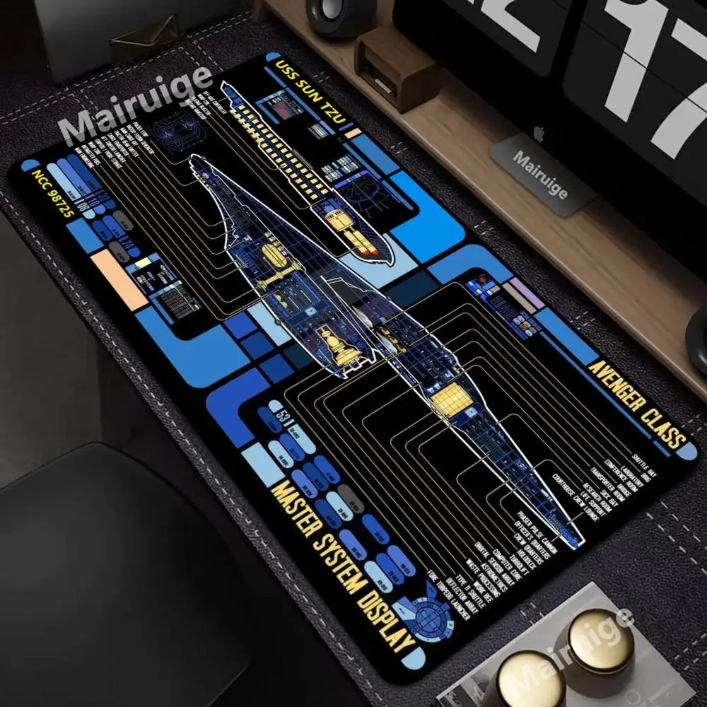 Starship Blueprint Pad Desk Pad Mouse Pad Gamer Computer Cabinet Star Trek Game Office Accessories Keyboard Anime Extended Large