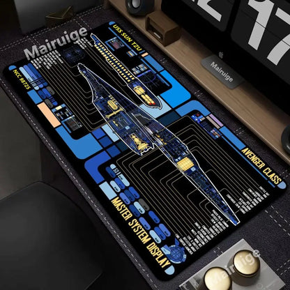 Starship Blueprint Pad Desk Pad Mouse Pad Gamer Computer Cabinet Star Trek Game Office Accessories Keyboard Anime Extended Large