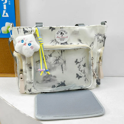 New Sweet Cute Ulzzang Y2K Ita Bags Subculture Dopamine Transparent Display Cool Tote Bag Aesthetic Lace DIY Badge Shoulder Bag