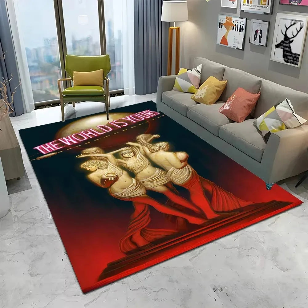 Scarface 3D Classic Movie Tony Carpet Rug for Home Living Room Bedroom Sofa Doormat Decor,kids Play Area Rug Non-slip Floor Mat