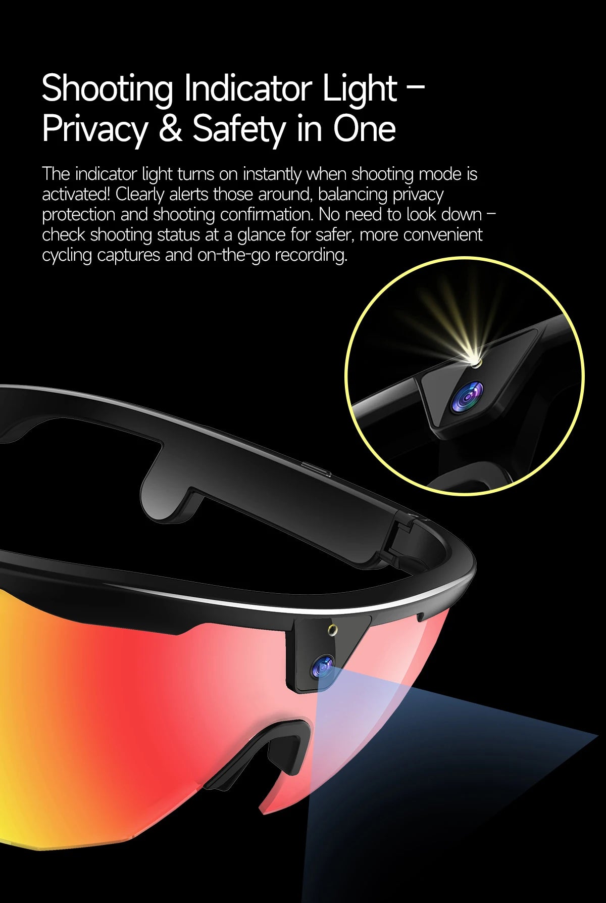 LIGE New Smart Glasses 800W Pixels Camera  1080P Video Waterproof Outdoor Cycling UV protection Bluetooth Call Smart Sunglasses