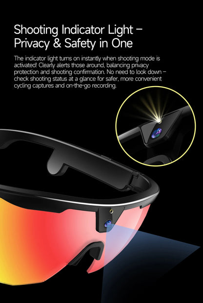 LIGE New Smart Glasses 800W Pixels Camera  1080P Video Waterproof Outdoor Cycling UV protection Bluetooth Call Smart Sunglasses