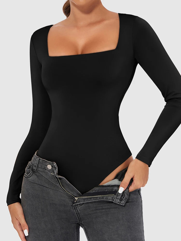 Women's Long Sleeve Bodysuit Spring Autumn Casual Romper Streetwear Sexy Bodycon One Pieces Jumpsuit Women Clothing
