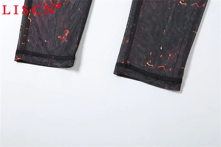 10 Wholesale Items Jumpsuits Women Summer 2025 Short Sleeve Bodycon Sexy Y2k Printing Mesh See Through Backless Rompers K15151