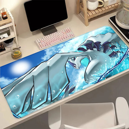 P-Pokemon Lugia Gaming Mouse Pad Large Extended Desk Mat Non-Slip Rubber Base Stitched Edges for PC Gamer Office Computer