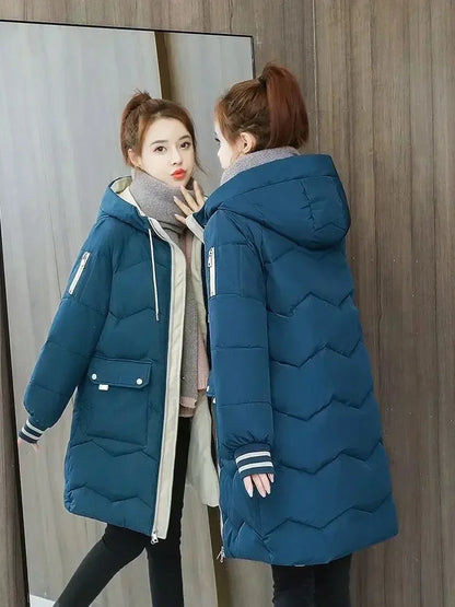 Winter Women Jacket Coats Long Parkas Female Down Cotton Hooded Overcoat Thick Warm Jackets Windproof Casual Student Coat 2026