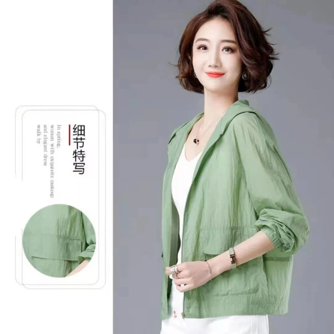 Women's Short Lightweight Loose Breathable Sun Protection Clothing Large Size Comfortable Trench Coat Summer Autumn Outerwear