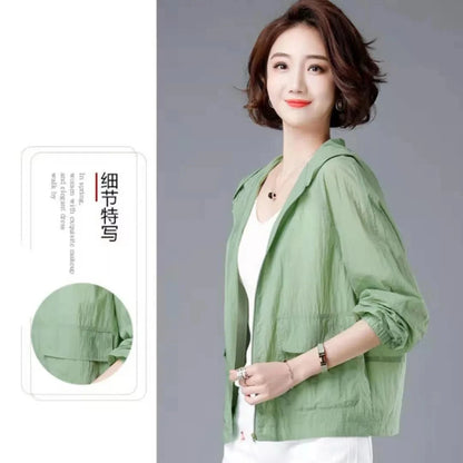 Women's Short Lightweight Loose Breathable Sun Protection Clothing Large Size Comfortable Trench Coat Summer Autumn Outerwear