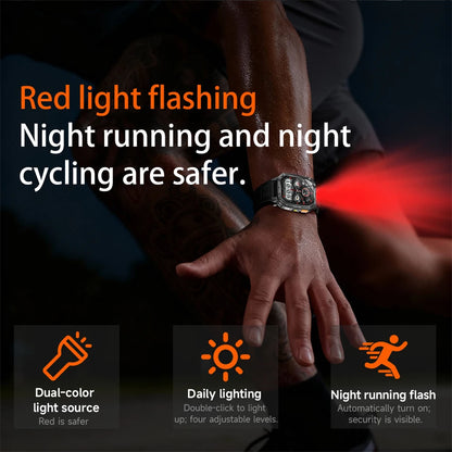 New 1400 mAh Battery Military Smartwatch Men IP68 Waterproof Flashlight Health Monitor Sports Call Smart Watch For iOS Android