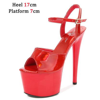 Platform Shoes for Women 2023 Designer Luxury Strip Pole Dance Heels Dance Shoes Red Pink Sandals Women Summer Elegant 20cm High