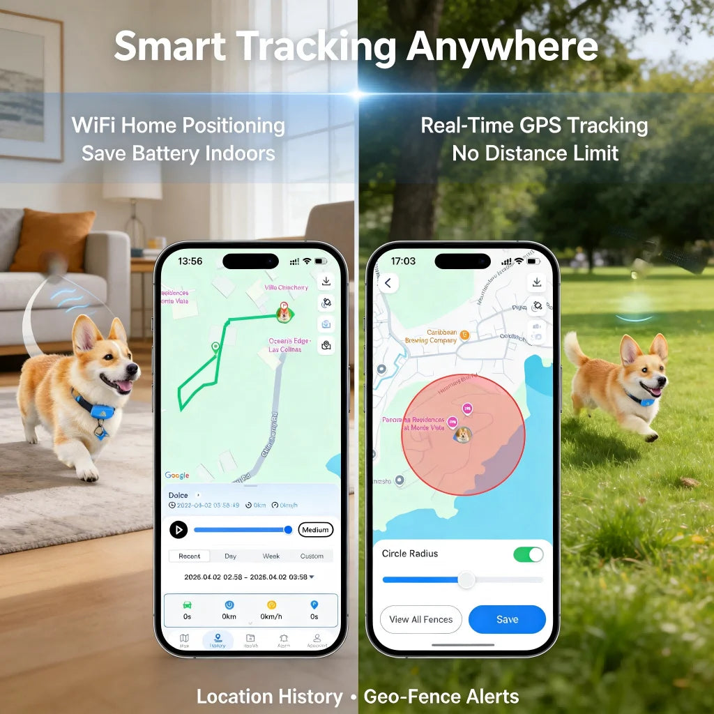 GPS Dog Cat 4G Tracker Built-in SIM with Real-Time Tracking Device, WiFi Home Positioning, IP67 Waterproof, Plan Required