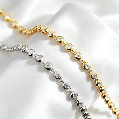 COSYA 3mm All Round Moissanite Tennis Necklace for Women 100% S925 Silver Plated 18K Gold Bubble Certified Party Fine Jewelry
