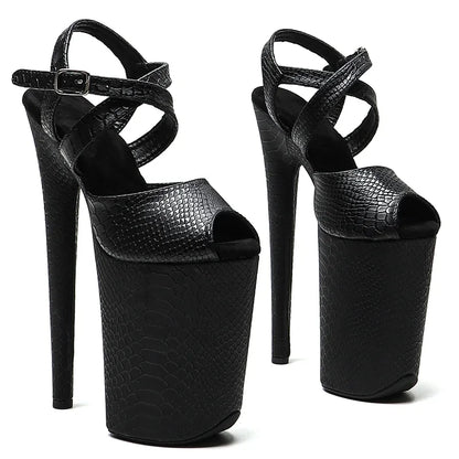Leecabe 23CM/9inches Snake PU Upper Fashion Trend Exotic Sexy Romantic Platform Sexy High Heels Sandals Pole Dance Shoes