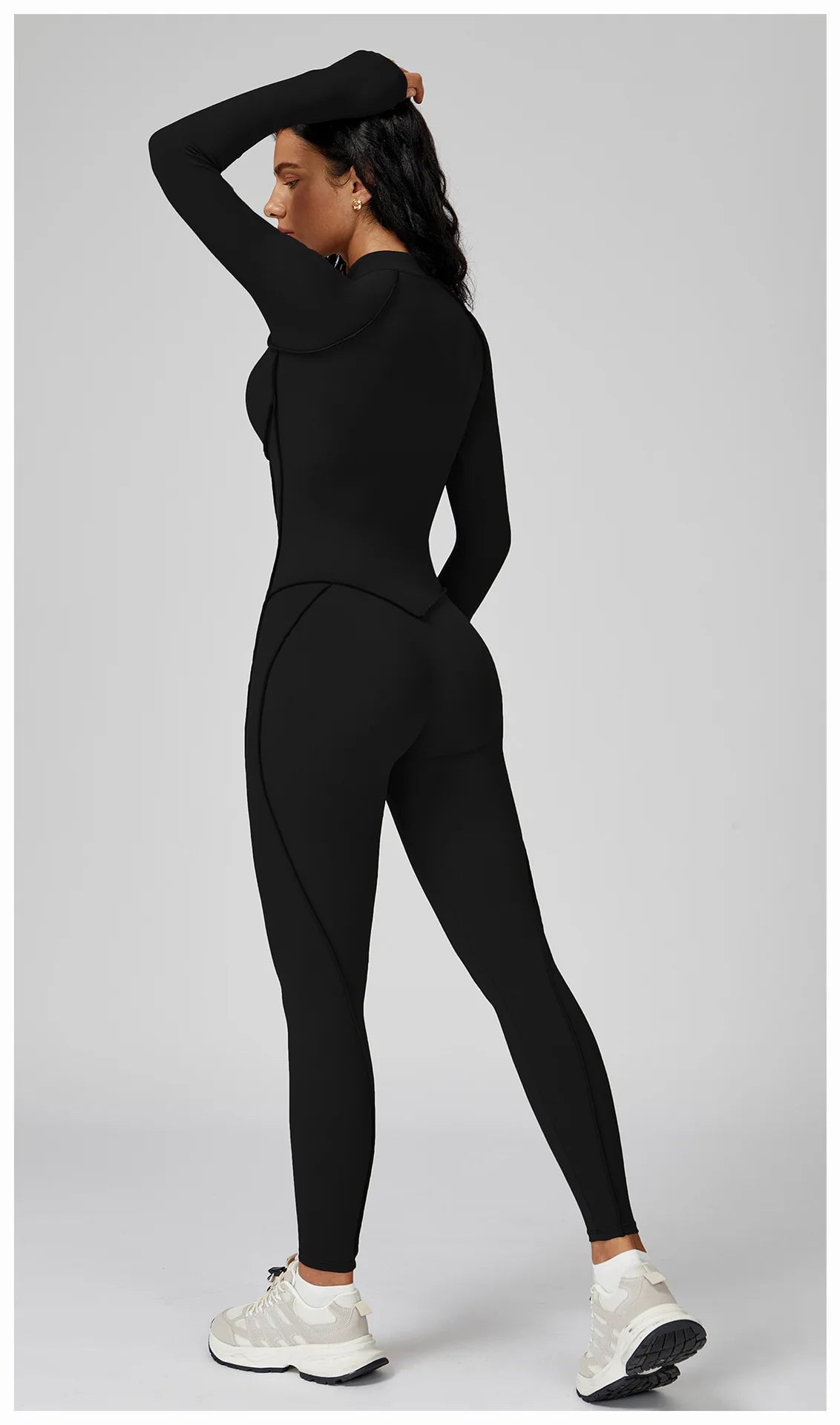 Sexy Rompers Workout Zipper Jumpsuit Long Sleeves Sports Bodysuits Women Gym Running Fitness Suits Gym Tracksuit Sportswear