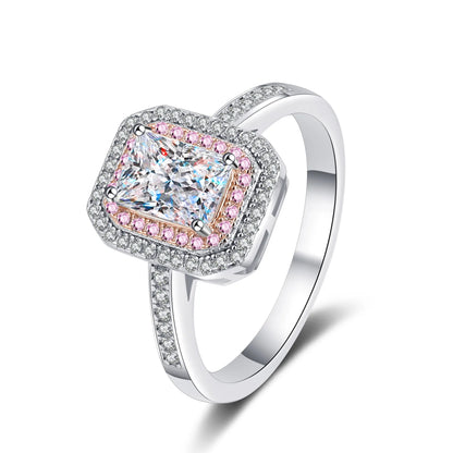 1ct Women's Square Sugar Emerald Cut Moissanite Ring PT950 Platinum Exquisite Romantic Anniversary Gift