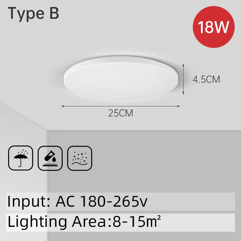 LED Ceiling Lamp 15W~50W Kitchen Light Fixture Bedroom Corridor Lustre Plat Led Lights Living Room Decor 220V Ceiling Chandelier