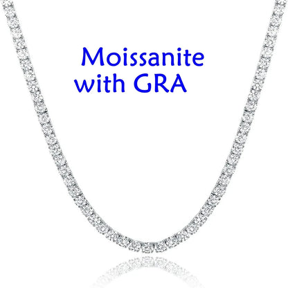 3/4/5MM Moissanite Tennis Necklace S925 Sterling Silver Chain for Men and Women Zircon Diamond Tennis Chain