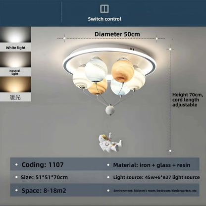 Modern Nordic Stylish Astronaut Planet Sky Led Ceiling Lights Art Creative Lamp for Chidren's Bedroom Home Decoration Chandelier