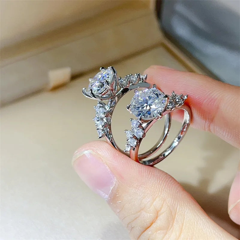 100% Original Certified PT950 Moissanite Ring Diamond Ring for Couples D Color Fashionable  Light Luxury Diamond Ring for Women