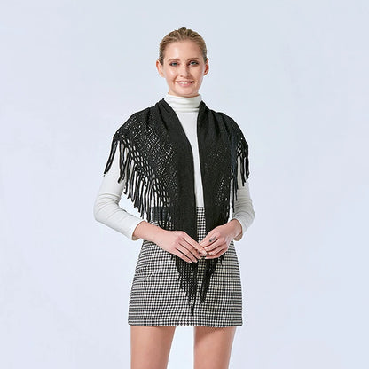 Hot Sale Knitted Cotton Tassels Shawls Scarf Woman Soft High Quality Wraps Ladies Travel Beach Cape Femme Hollow Fashion Scarves