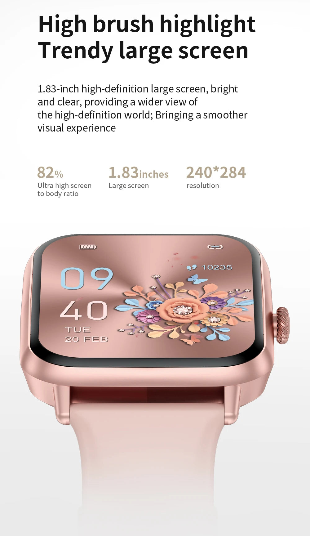 LIGE Fashion 1.83" HD Screen Smart Watch Women Bluetooth Call IP68 Waterproof Ladies Watches Daily Health Monitor Smartwatch New