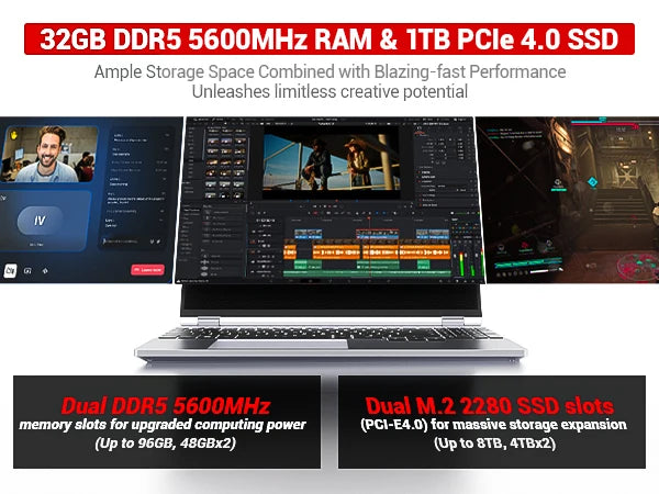 Firebat Wujie 15X Pro - Amd Ryzen 7 H255, 32Gb Ddr5 Ram, 1Tb Pcie 4.0 M.2 Ssd, Wi‑Fi 6 + Bluetooth 5.2, 15.3" 2.5K 120Hz Display, Windows Gaming Laptop