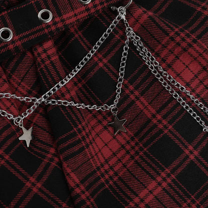 Plaid Print Patchwork Irregular Mini Kpop Casual Skirt Hot Girl Summer All Match Gothic Aesthetic Grunge Streetwear Ruffle Skirt