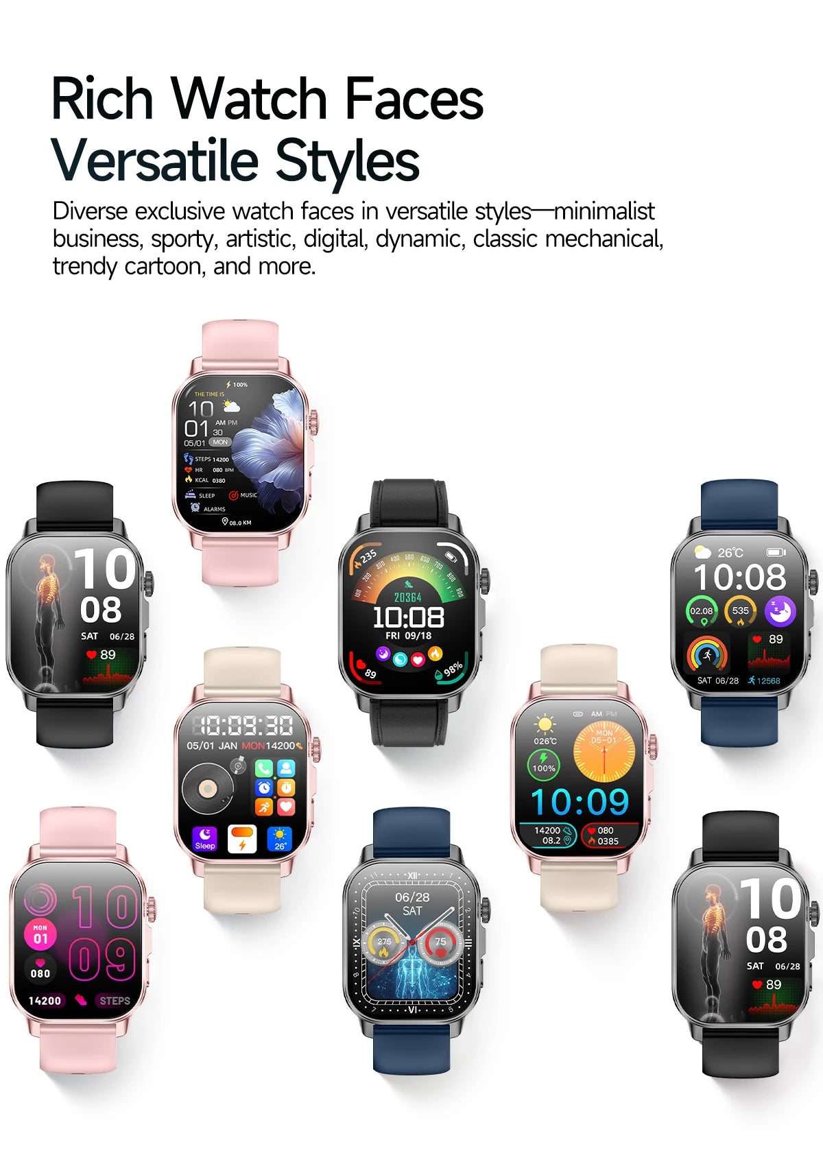 2026 New Body Analysis Health Smart Watch ECG+PPG Uric Acid Blood Pressure Blood Oxygen Clock Call AMOLED Smart Watch Men Women