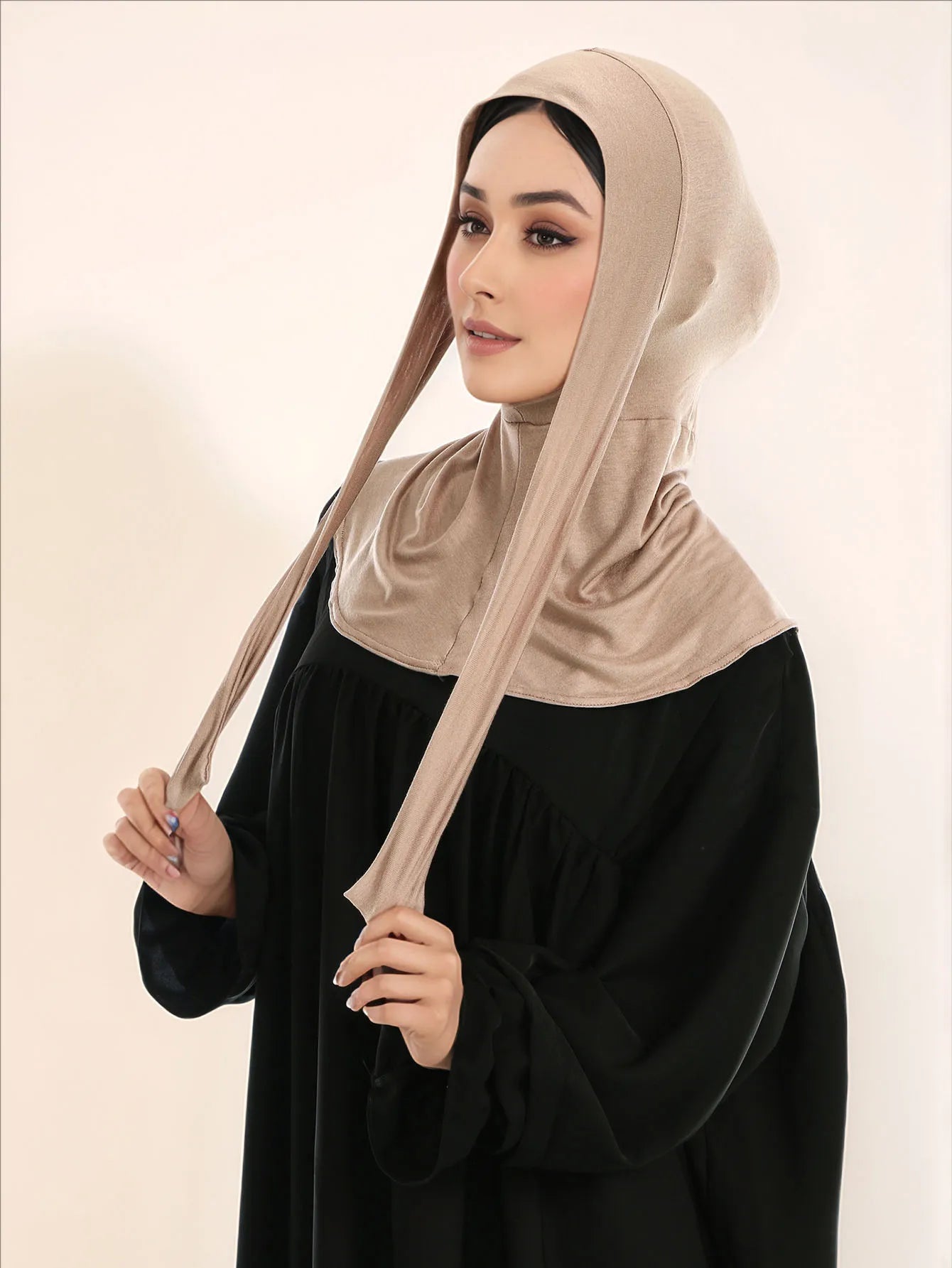 Balaclava Inner Hijabs Women Solid Color Tie Back Elasticity Hijabs Full Cover Head Muslim Soft Cotton Jersey Turban Headscarf