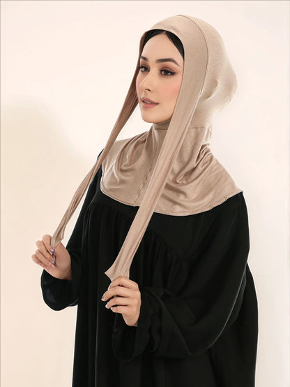 Balaclava Inner Hijabs Women Solid Color Tie Back Elasticity Hijabs Full Cover Head Muslim Soft Cotton Jersey Turban Headscarf