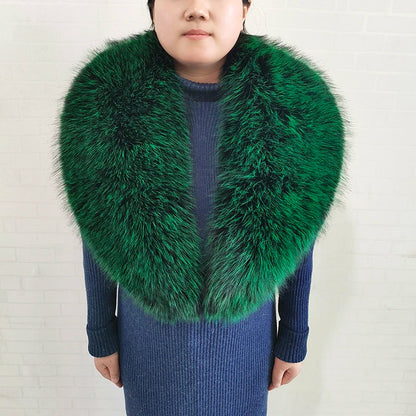 Large Women Faux Fox Fur Scarf Winter Jackets Warm Fluffy Shawl Fashion Artificial Fur Collar And Cuff Set Fluffy Scarves Female