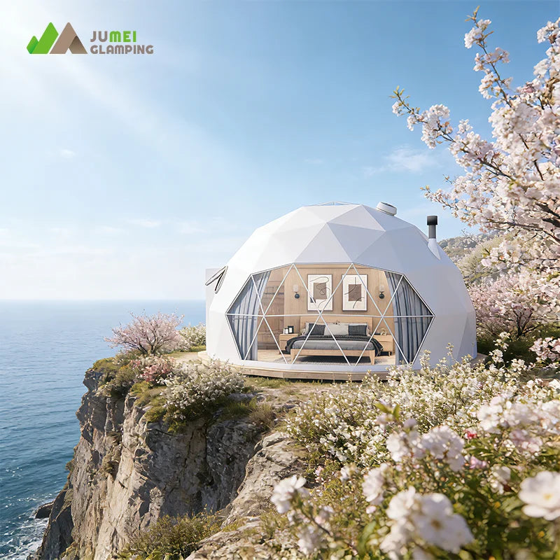 6m Diameter Outdoor Hotel Dome House Glamping Geodesic Dome Tent With PVC Roof Cover