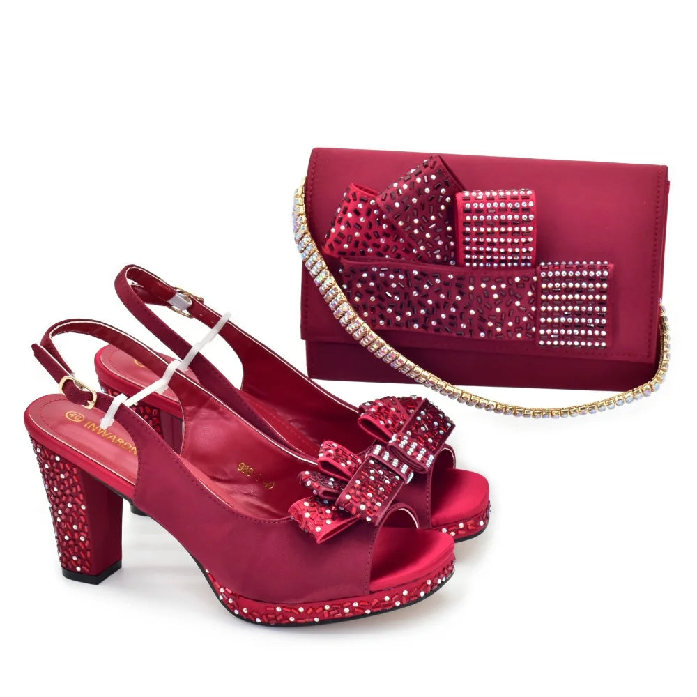 Women Shoes and Bags To Match Set Nigeria Party Luxury Italian Shoes and Bag Set for Women Peep Toe Sexy Wedding Party Sandals