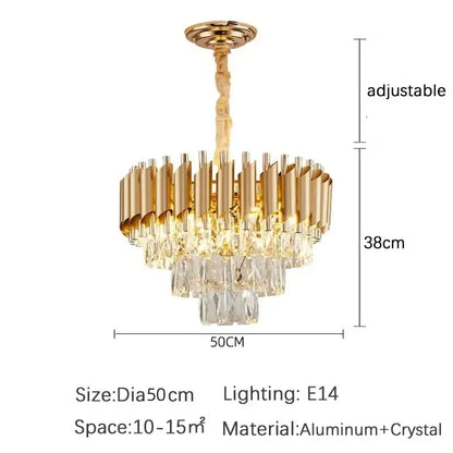 Luxury Crystal Pendant Lamp Lustre Home Decor Ceiling Chandelier Modern Dining Room Kitchen Bedroom Living Room Hanging Lights
