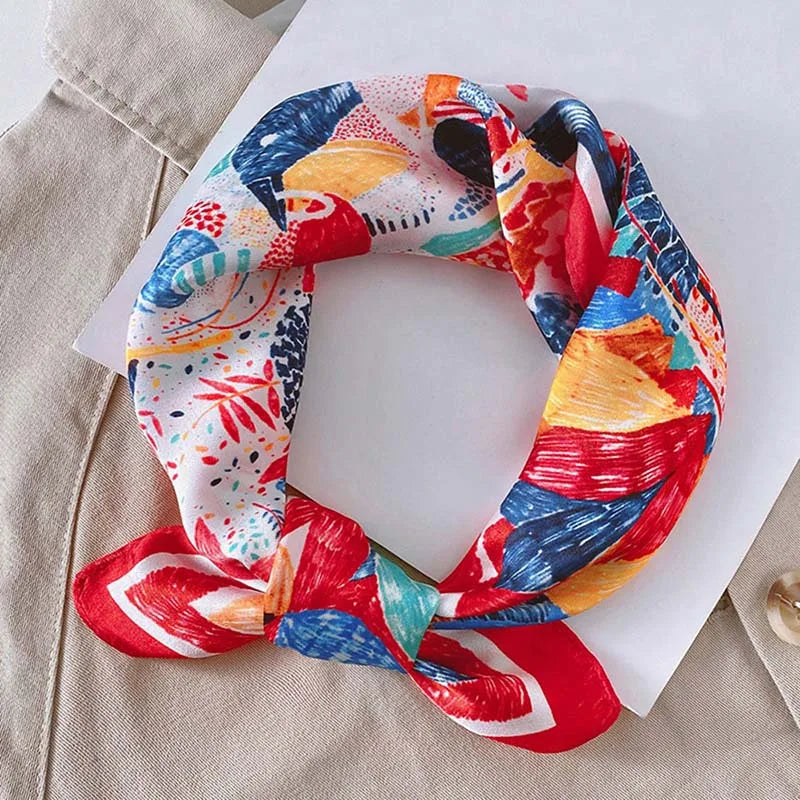 Silk Scarf For Bag Lady Neck Tie 100% Silk Scarf Luxury Brand Print Flower Stripe Plaid Dot Bandana Hair Tie Handkerchief Gifts