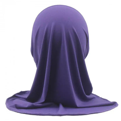 Kids Islamic Hijab Arab Girls Muslim Turban Scarf Shawls Cap Solid Color Fit 2-6 Years Old Children Wear Directly Instant Hijab