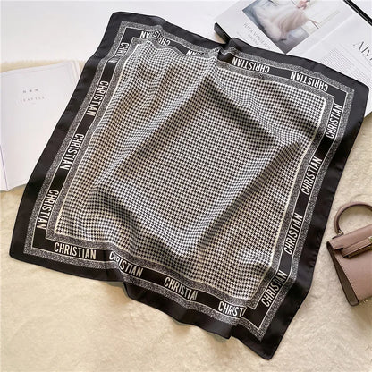 Print 70cm Silk Satin Headkerchief Women Luxury Design Neck Tie Scarf Female Hair Hand Wrist Foulard Shawl Hijab Bandana