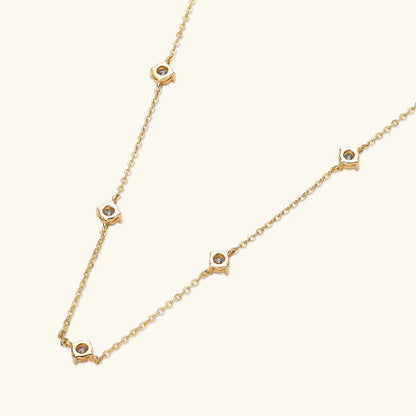 Sweetrain 3mm Moissanite Diamond Necklaces for Women Dainty 18k Gold Plated/925 Sterling Silver Neck Chain Female Trendy Jewelry