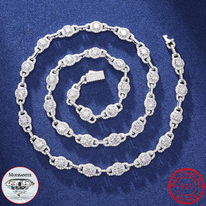 Iced Out D Color Moissanite Necklace for Man Women S925 Sterling Silver Hip Hop Link Chains Jewelry Diamond GRA Certificate