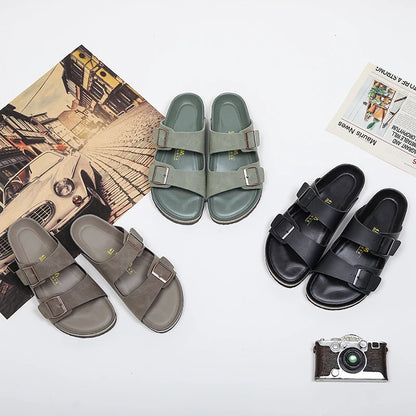 Men Leather Sandals Summer Classic Boys Shoes Slippers Soft Sandals Roman Comfortable Outdoor Beach Walking Footwear All-Match