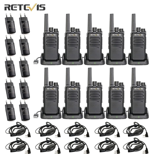 Retevis RT668 Walkie Talkies Long Rang 10PCS Rugged PMR Radio VOX 2 Way Radio for Hotel Restaurant Communication Equipment
