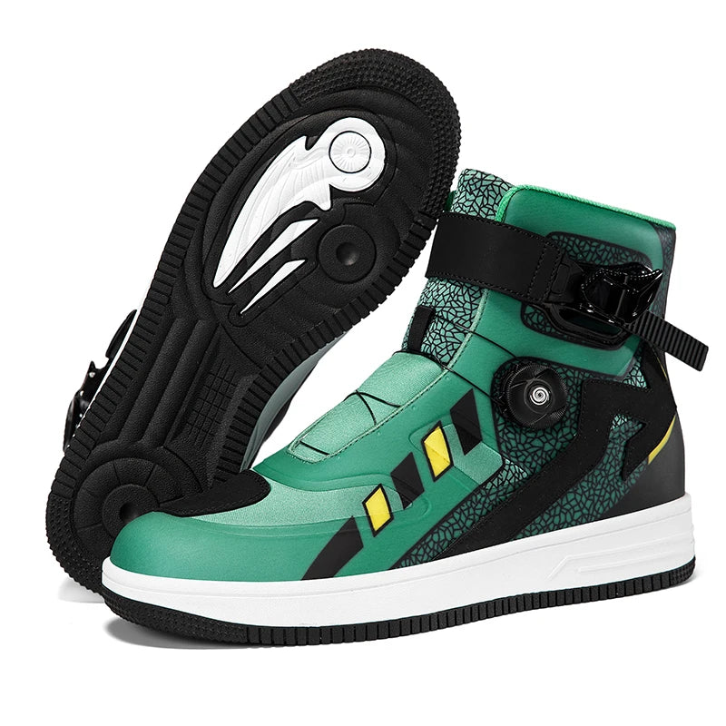 Motorcycle Riding Boots Unisex High Top Anti-Slip Wear-Resistant Comfortable Four Season Motorbike Shoes for Street Off-Road