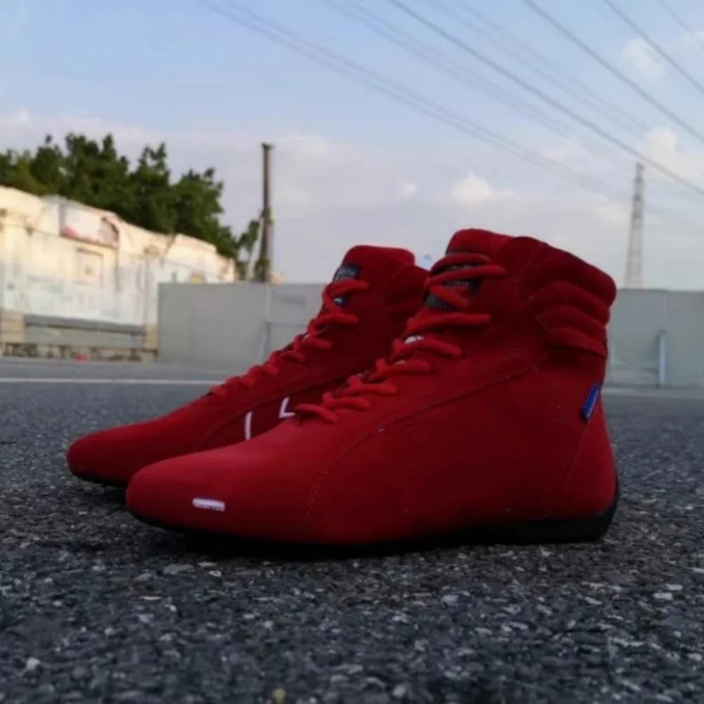 Suede Leather Racing Shoes Driving Cycling Karting Motorcycle Sneakers Riding Casual Sports Men's and Women's Boots