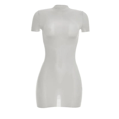 Weird Puss Wild See Through Dress Women Hottie Fashion Short Sleeve Stretch Skinny Coquette Midnight Street Party Club Bodycon
