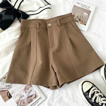 Casual Women A-Line Shorts Fashion Office Lady Commute Vintage Solid High Waist Short Pants Casual Streetwear Summer Trousers