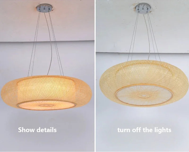 40/50/60/80cm Bamboo Pendant Lights Room Decor Chinese Style Hanging Light Bedroom Kitchen Restaurant Chandeliers Suspen Lamps